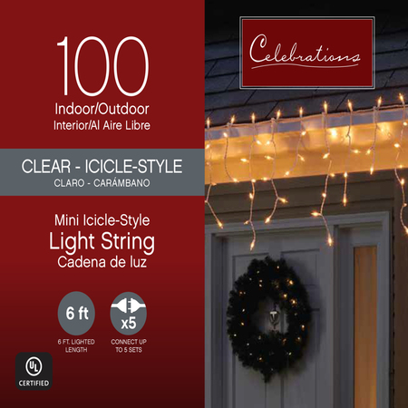 CELEBRATIONS ICICLE LGHT 100CT CLEAR 14073-71